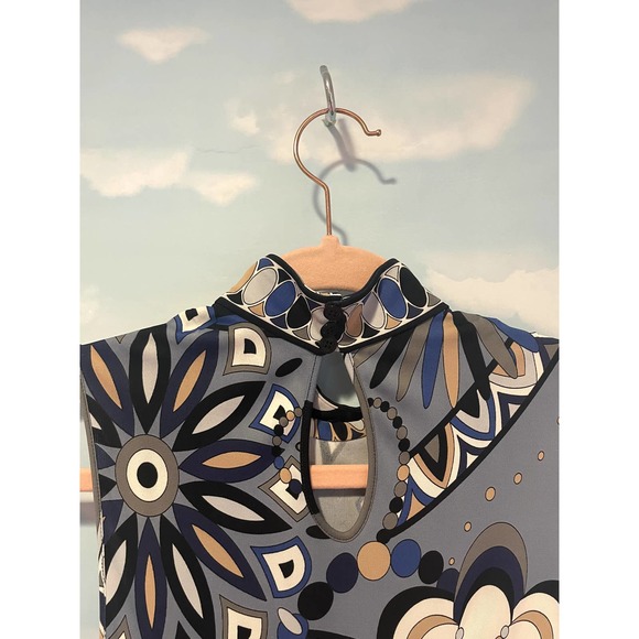 Vintage Emilio Pucci Mock Neck Turtleneck Tunic Top XS S M Blue - Picture 3 of 4